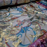 ↂ Metallic Dazzling Silk Georgette Lurex 8mm Shiny Jacquard Saree Dress Scarf Fabric