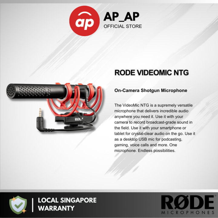 Rode VideoMic NTG Hybrid Analog/USB CameraMount Shotgun Microphone Lazada Singapore