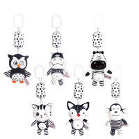 Newborn Bells Soft Plush Rattle Toy Crib Hanging Bell Car Seat Travel Stroller Black And White Wind Chime Infant Educational Toy