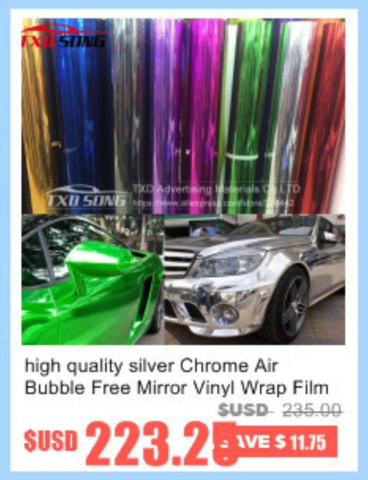 Flexible chrome! Silver chrome mirror vinyl car wrap sticker with