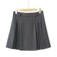 【มีไซส์ใหญ่】Plus Size XL-4XL Womens Elastic Waist Mini Skirts Casual Solid Color Fashion Pleated Black Grey Summer Skirts