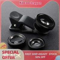 Kocoo กล้องทั่วไปแบบ3 In 1เลนส์ติดกล้องโทรศัพท์ฟิชสำหรับสมาร์ทโฟนฟิชอายมุมกว้างชุดเลนส์และคลิปกล้องมาโคร