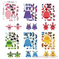 【LZ】❀  6/12Sheets Children DIY Monster Puzzle Sticker Funny Face Expression Assemble Jigsaw Stickers Kids Educational Toys Boys Gifts