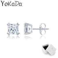 YOKADA Shining Square Zircon Stud ต่างหูสำหรับผู้หญิง Hypoallergenic Fashion Jewelry