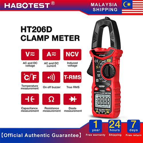 HT206 Digital Clamp Meter 600A AC/DC Clamp Meter Ultra Clear Display