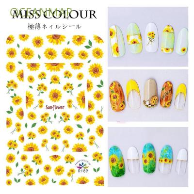 OCEANMAP Manicure Nail Art Stickers Adhesive Water Transfer Sliders Decals Daisy Sunflower Flower 1 Sheet Patch Holographic Nail Foil Temporary Tattoos