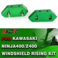 กิตสำหรับคาวาซากินินจา400 NINJA400 2018-2021มอเตอร์ไซค์อะลูมิเนียม CNC ชุดกระจกบังลมกระแสลมปรับได้กระจกหน้า30มม.