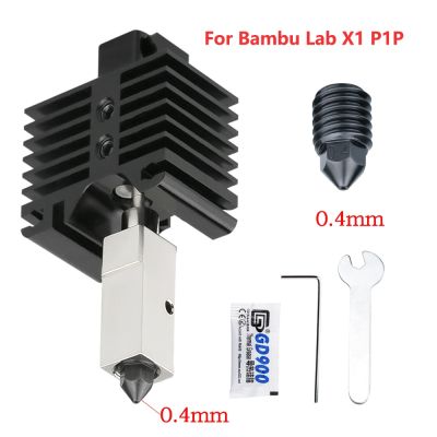 500 ℃ บล็อกทำความร้อนหัวฉีดเหล็กกล้าชุบทองแดงหัวฉีดทองเหลือง0.4/0.6มม. สำหรับ P1P แล็บ Bambu X1เครื่องพิมพ์3D