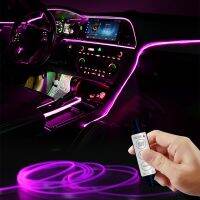 【CC】 1/2/3/4/5m USB Car Interior Lights 7 Colors Optical Strips Multiple Modes Ambient Lamp Bar