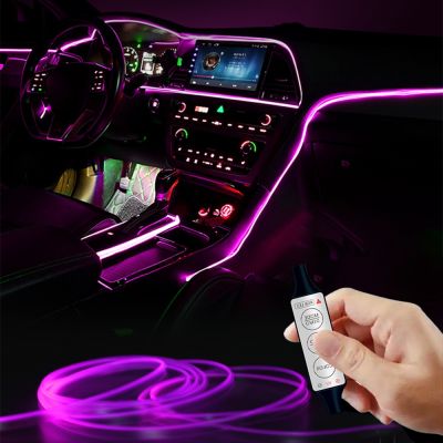 【CC】 1/2/3/4/5m USB Car Interior Lights 7 Colors Optical Strips Multiple Modes Ambient Lamp Bar