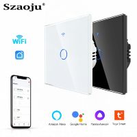 Szaoju Tuya WiFi Touch Switch Light Wall Smart Switch Universal For EU Smart Home Life Alexa Google Home 433RF Remote ​1/2/3Gang