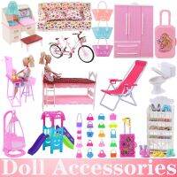 Barbies Mix Style Doll Furniture Wardrobe Bed Chair Sofa Shoe Rack Slide For Barbies Doll Accessories Kelly 1:12 Doll Girl`s Toy