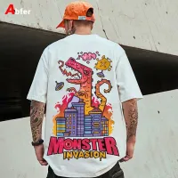 Abfer Harajuku Anime T เสื้อ Gothic Punk การ์ตูน Monster กราฟิกเสื้อ T ผู้ชาย Hip Hop ฤดูร้อนขนาดใหญ่เสื้อ Street Tops tee