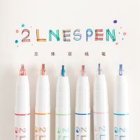 【LZ】☒  Linha Gel caneta criativa de duas cores arte desenho Graffiti Pen estudante marcador de leitura DIY Diário Papelaria Suprimentos 6 pcs por caixa