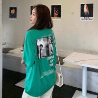 Woman Short Sleeve Green Tops Tee Hip Pop Fashion Letter Printing T-shirt Unisex Summer Men Women O Neck Loose T Shirt Oversize