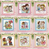 Cartoon Lovers Painting Counted 11CT 14CT Cross Stitch Sets Wholesale DIY DMC Cross-stitch Kits Embroidery Needlework Home Decor