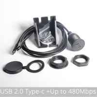 Dual Port USB 2.0 Tipe C Male Ke Female 2 Port Mobil Gunung Flush Kabel Tahan Air Ekstensi untuk Mobil Truk perahu Motorcy Panel