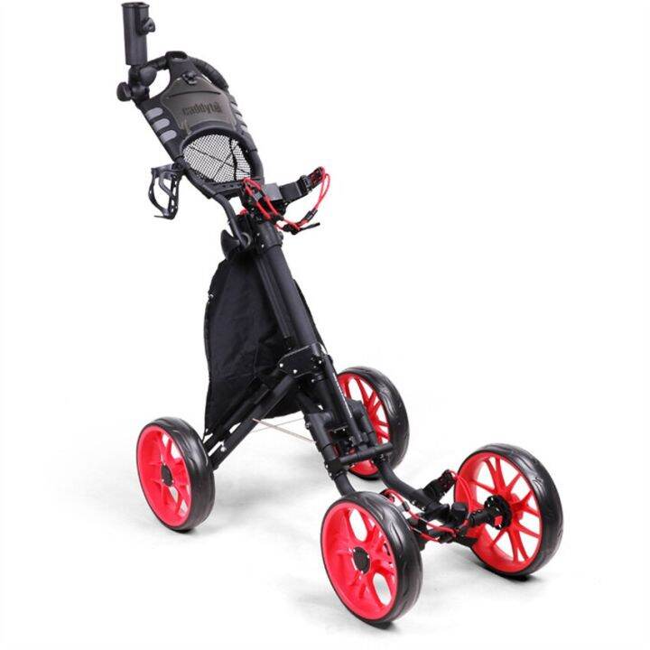 Folding Aluminum Alloy Golf Trolley 4 Wheels Golf Bag Pull Push Cart ...