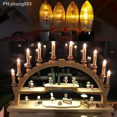 10pcs 3W Warm Light Glass Bulbs Tapered Candles E10 LED Replacement Bulbs For Lights Candle Arch 12V 23V E10 Tapered Candles