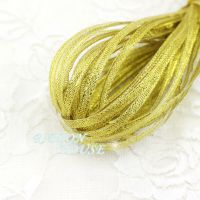 (40 meters/lot) 1/8 (3mm) gold polyester organza ribbons Christmas packaging ribbon high-grade quality squares ribbons Gift Wrapping  Bags