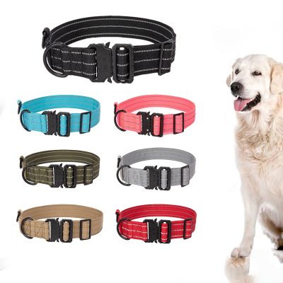 [HOT!] Tactical Dog Collar Nylon Adjustable Pet Collars Reflective Military Training Hunting Colorful Collar for Small Medium Large Dog