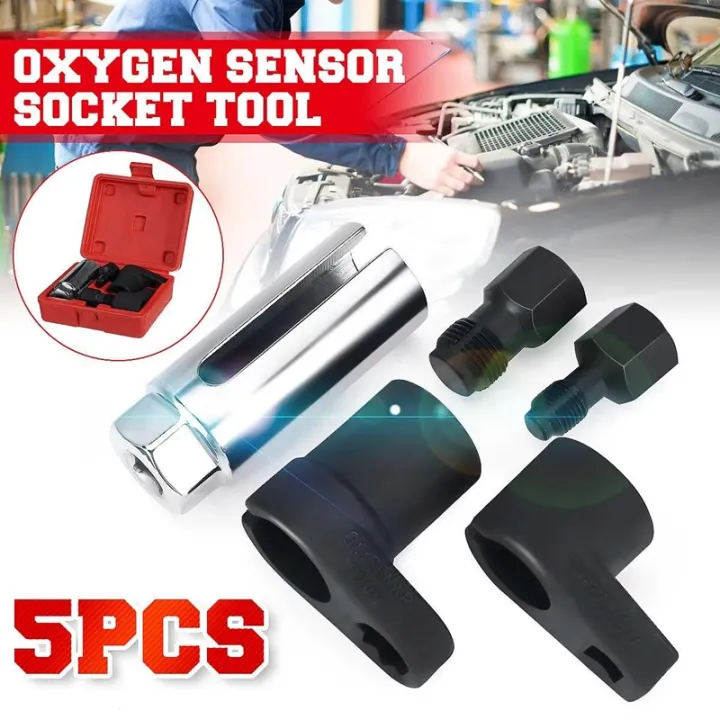 5Pcs Oxygen Sensor Wrench Kit for Auto O2 Socket Removal Install Offset