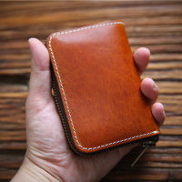 LEACOOL Small Genuine Leather Wallet Vintage Handmade Mini Women Wallets Purses Female Short Card Holrder Coin Zipper Purse