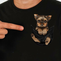 Cute Terrier Dog In Pocket Meme Shirt Yorkshire Terrier Lovers Puppy Owners  tee Funny Animal   T-shirt