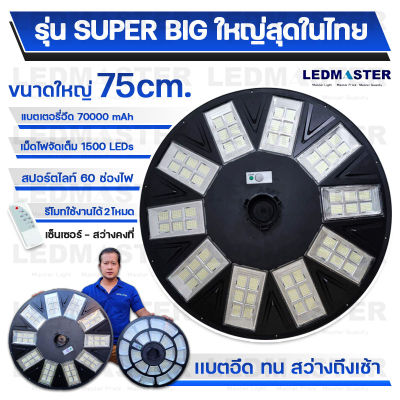 🔥80000W ใหญ่สุด75CM รุ่น Superbig โคมไฟถนนโซล่าเซลล์ UFO (1500 เม็ดไฟ 60 ช่องไฟ)  สว่างมาก Solar Light ไฟโซล่าเซลล์