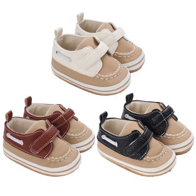 รองเท้าผ้าใบหนัง PU สำหรับเด็กทารกเด็กหญิงเด็กชายกันลื่นรองเท้าส้นเตี้ยวัยหัดเดินพื้นนุ่มรองเท้าหัดเดิน