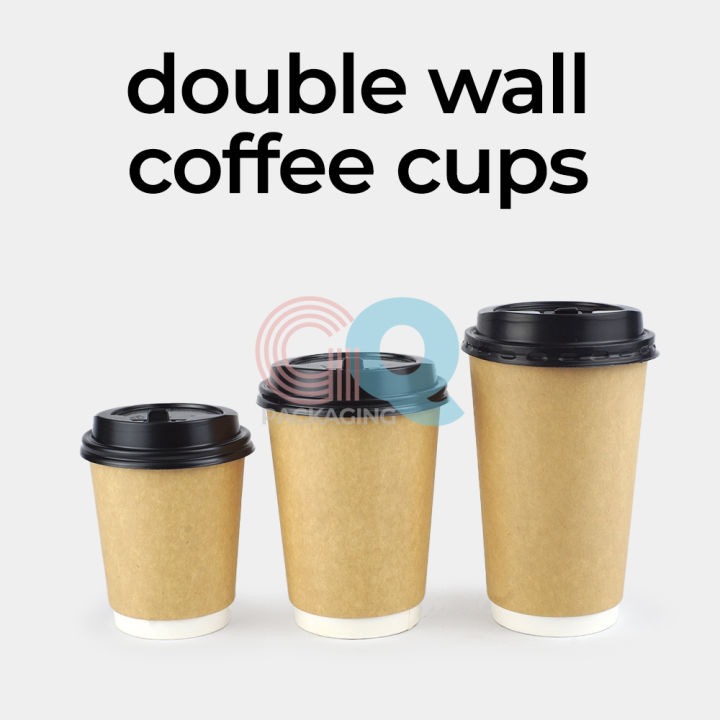 Double Wall Coffee Cups And Lids 8oz12oz16oz Kraft Or White Disposable 25pcs Lazada Ph 6035