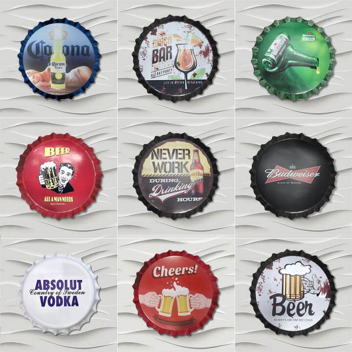 Creative Rustic Vintage Beer Bottle Cap Wall Decor 35cm Lazada PH
