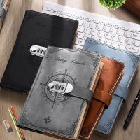 ♙✼∋ A5 200 Pages 2023 Notebook Retro Password Book with Lock Diary Binder Thickened Creative Hand Ledger Student Notepad Stationery