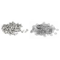 60Pcs M2 X 4Mm 304 Stainless Steel Phillips Round Head Screws Bolt amp; 200Pcs M2 Stainless Steel Flat Washers DIN125