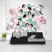 Japanese Anime Tapestry Wall Hanging Kawaii Room Decor Tapestry Polyester Aesthetic Tapestries Blanket Decoration Bedroom