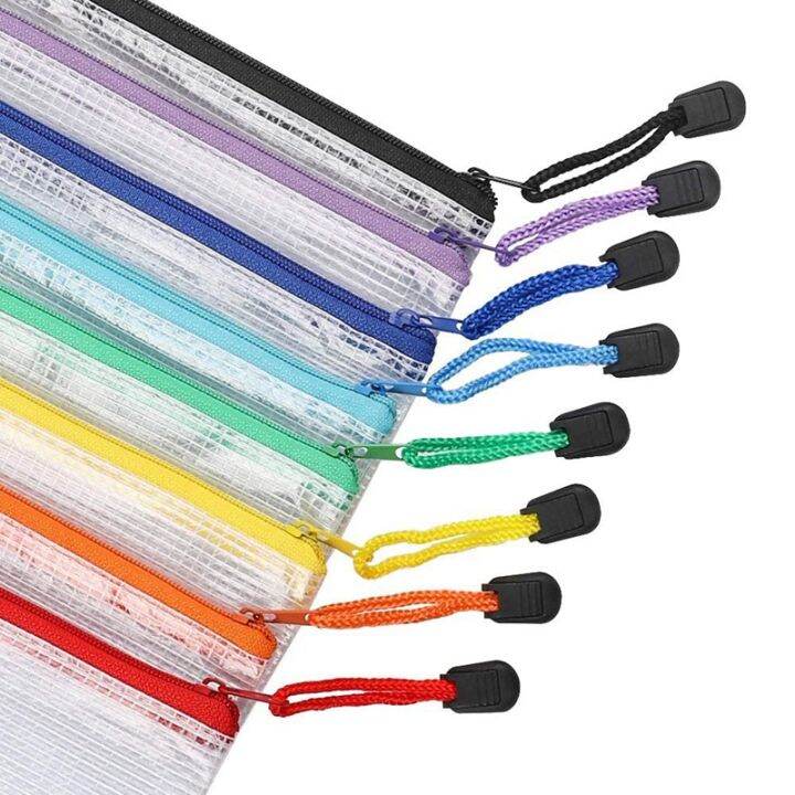 48pcs-mesh-zipper-pouch-document-bag-plastic-zip-file-folders-letter-size-a4-size-for-office-supplies