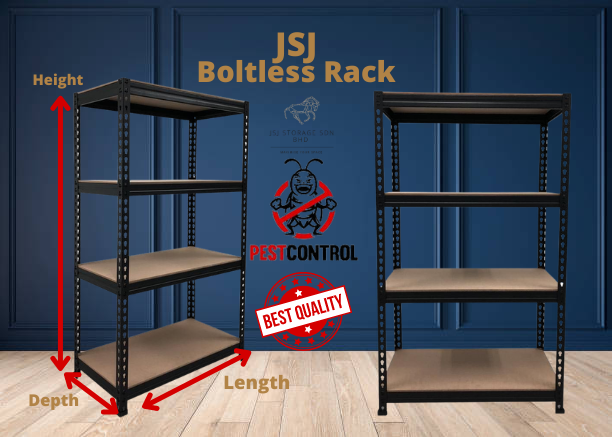 JSJ (MattBlack) 4level [Heavy Duty Rack] 1500kg Rak Besi Serbaguna