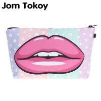 Jom Tokoy cosmetic organizer bag Heat Transfer Printing Red lips makeup bag Fashion Women Brand Cosmetic Bag