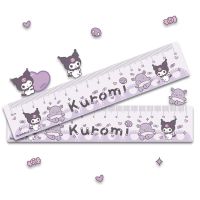 FREMRAG เครื่องมือภาพวาดด้วยตนเอง15ซม. ร่างไม้บรรทัดตรงเมโลดี้ Kuromi Cinnamoroll เครื่องมือวาดเขียนทางคณิตศาสตร์แบบมัลติฟังก์ชั่นน่ารักเครื่องเขียนไม้บรรทัดวัดมุมใส