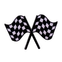 【DT】hot！ Racing Chequered Flag Pin Car Champion Brooch Checkerboard Badge Raceway Jewelry