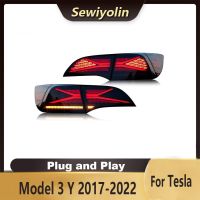 สำหรับเทสลารุ่น3/Y 2017-2022อุปกรณ์เสริมรถยนต์ไฟท้าย LED ควันไฟท้ายการประกอบตามลำดับปลั๊กแอนด์เพลย์สัญญาณ DRL