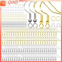 QIAO 300 PCS 2สีค่ะ ชุดตะขอต่างหู ทองและเงิน แผ่นยางรอง ห่วงสำหรับกระโดด งานฝีมืองานประดิษฐ์ โลหะผสมอัลลอยด์ หลังต่างหูใส สำหรับการทำเครื่องประดับ DIY