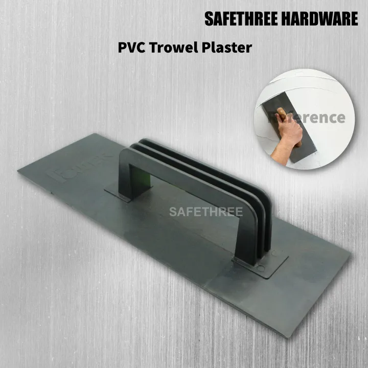 4'' x 12'' Black PVC Plastering Cement Trowel with Handle / Plastic