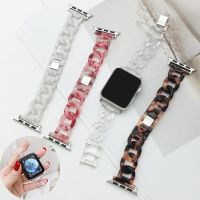 Gelang Mewah Wanita untuk Jam Tangan Apple Ultra 49 44 42 40 38 41 45Mm Gelang Wanita Resin untuk Iwatch 8 7/6/Se/5/4/3/2 Tali Transparan