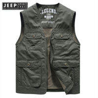 JEEP SPIRIT 1941เสื้อกันหนาวเสื้อกั๊กเดินป่าเสื้อกั๊กตกปลาเสื้อกั๊กคุณภาพสูงสำหรับการส่งออกทำจากผ้าฝ้าย100% นุ่มและสบายผ้า