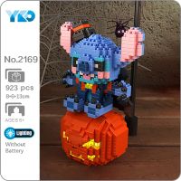 YKO 2169 Halloween Pumpkin Blue Monster Vampire Animal Pet Model Led Mini Diamond Blocks Bricks Building Toy for Children no Box