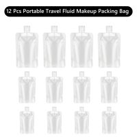 12Pcs 30/50/100ml Portable Travel Fluid Makeup Packing Bag Leak Proof Refillable Empty Squeeze Pouch Transparent Clamshell Bag