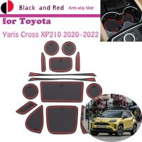 Car Rubber Door Groove Mat for Toyota Yaris Cross XP210 2020~2023 2022 Cup Cushion Gate Slot Coaster Dust-proof Pad Accessories Adhesives Tape