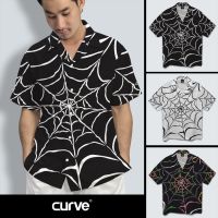 M2U เสื้อฮาวายผู้ชาย วินเทจ เสื้อฮาวายเท่ๆ Curve SET56 เสื้อเชิ้ต เสื้อฮาวาย ลำลอง ลายใยแมงมุม อาร์ตๆ แบบแฟชั่น ทรงสวย unisex หญิง ชาย ใส่สบาย ไซส์ S,M,L,XL,2XL เสื้อเที่ยวทะเล