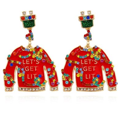 2023 Christmas Earrings Personality Red Clothes Modeling Jewelry for Woman Friends Gifts